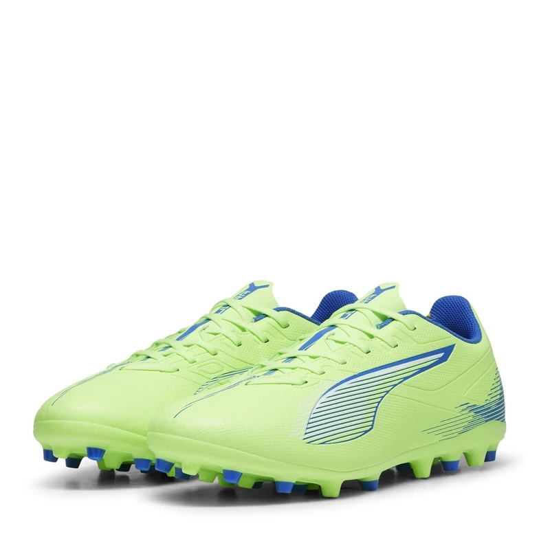 PUMA Unisex Adults Ultra 5 Play MG Soccer Shoe, Fizzy Apple-PUMA White-BLUEMAZING, 8 UK