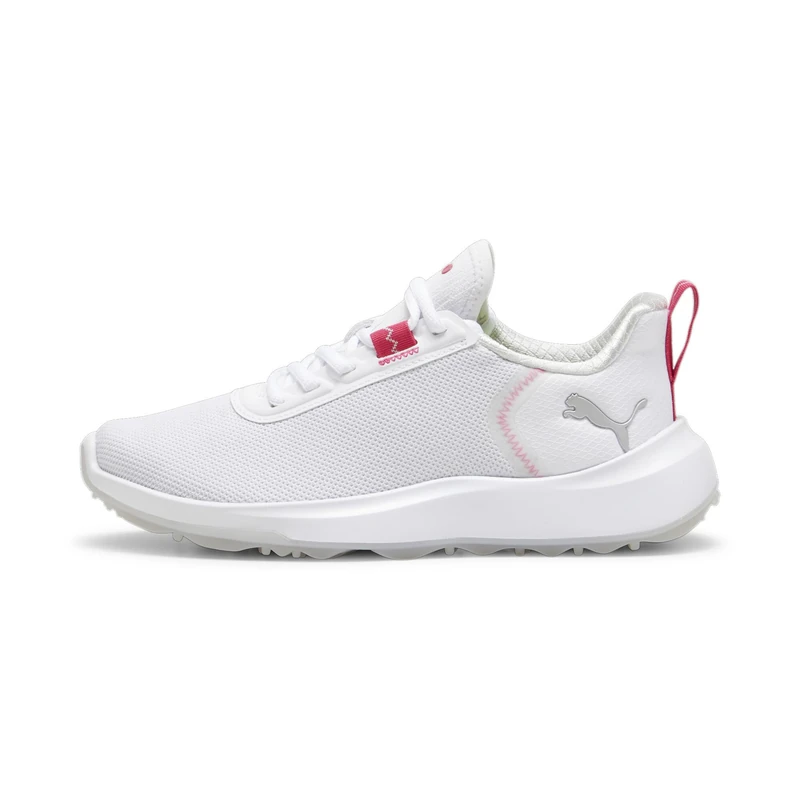 PUMA Boys Fusion Crush Sport JR Golf Shoe, PUMA White-Garnet Rose, 4 UK