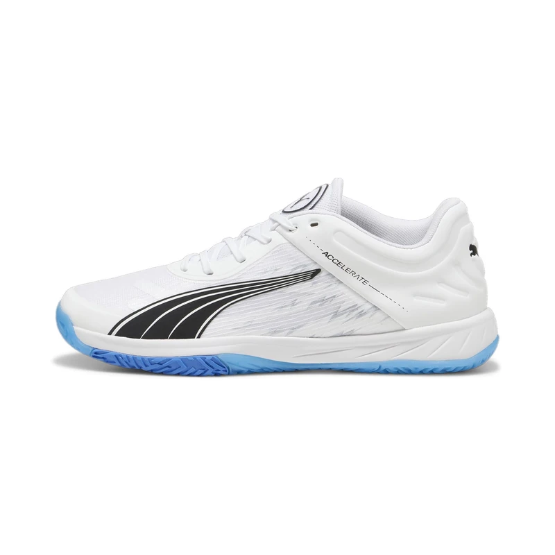 PUMA Unisex Adults Accelerate Turbo Indoor Court Shoe, PUMA White-BLUEMAZING, 3.5 UK