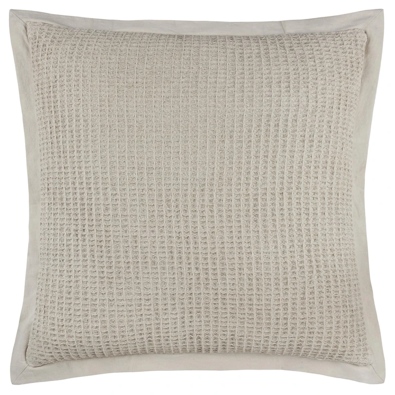 Yard Furn Canopy Waffle Weave Cushion – Polyester Filled Cotton Waffle Oxford Border (Stone – 65x65cm) - Image 1
