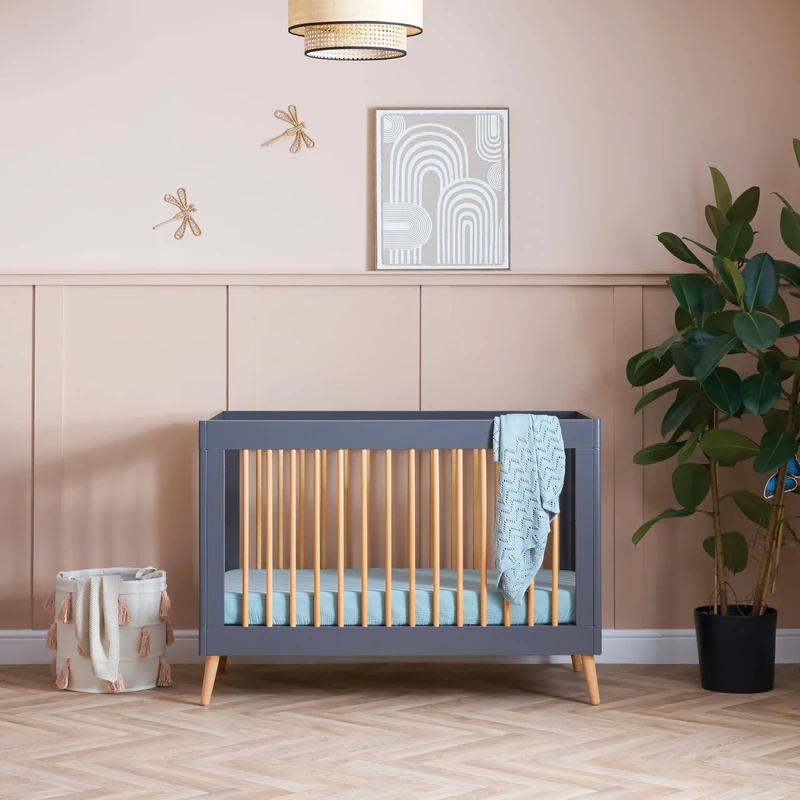 Obaby Maya Mini Cot Bed - Slate with Natural
