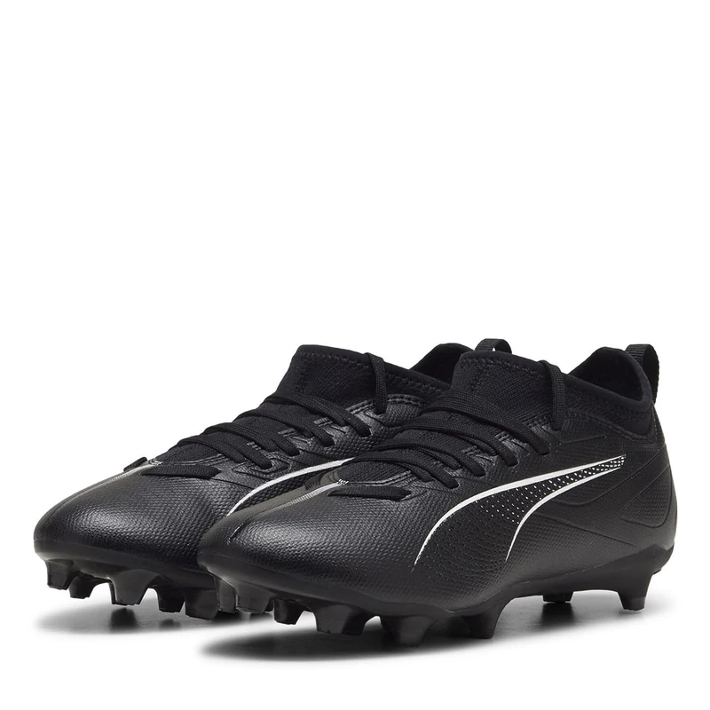 PUMA Unisex Youth Ultra 5 Match FG/AG JR Soccer Shoe, PUMA Black-PUMA White, 4.5 UK