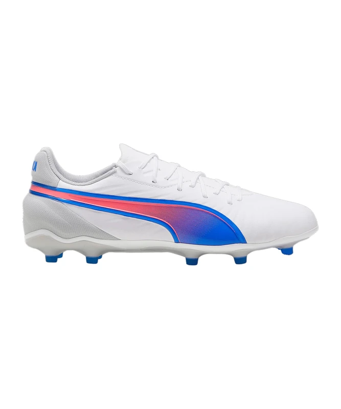 PUMA Unisex King Match Firm Ground/Artifical Ground Football Boots, PUMA White-Bluemazing-Flat Light Gray, 6 UK