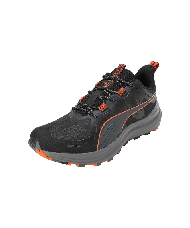 PUMA Unisex Adults Reflect LITE Trail Road Running Shoe, PUMA Black-Flame Flicker, 4.5 UK