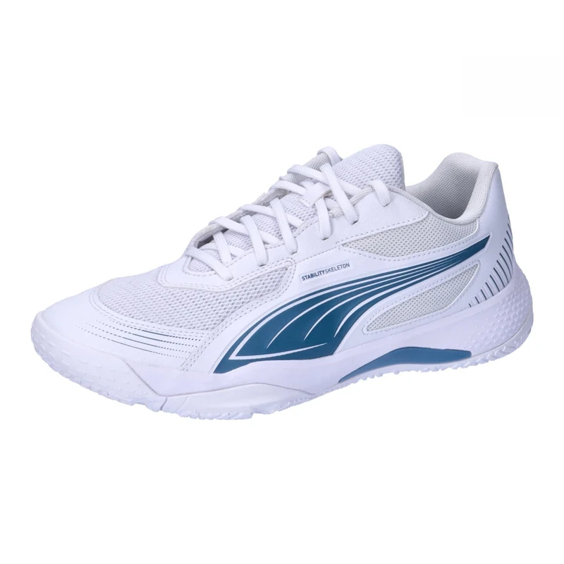 PUMA Unisex Adults SOLARFLASH III Indoor Court Shoe, PUMA White-Blue Horizon, 12 UK