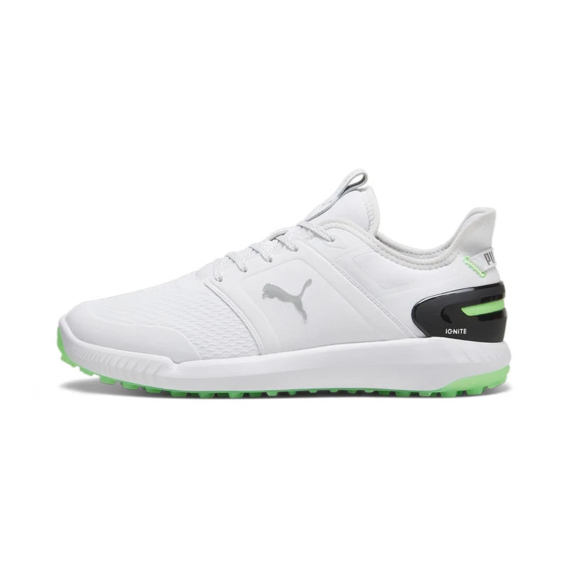 PUMA Men Ignite Elevate Golf Shoe, PUMA White-Fluro Green PES-PUMA Black, 12 UK