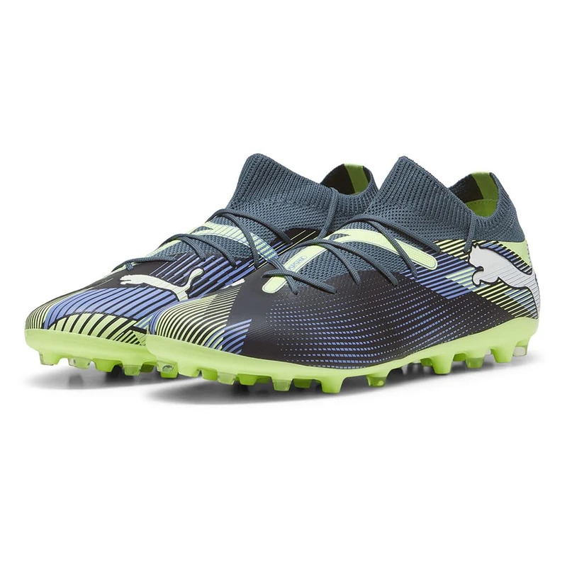 PUMA Unisex Adults Future 7 Match MG Soccer Shoe, Gray Skies-PUMA White-Fizzy Apple, 12 UK