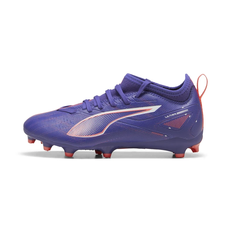 PUMA Unisex Youth Ultra 5 Match FG/AG JR Soccer Shoe, Lapis Lazuli-PUMA White-Sunset Glow, 4 UK