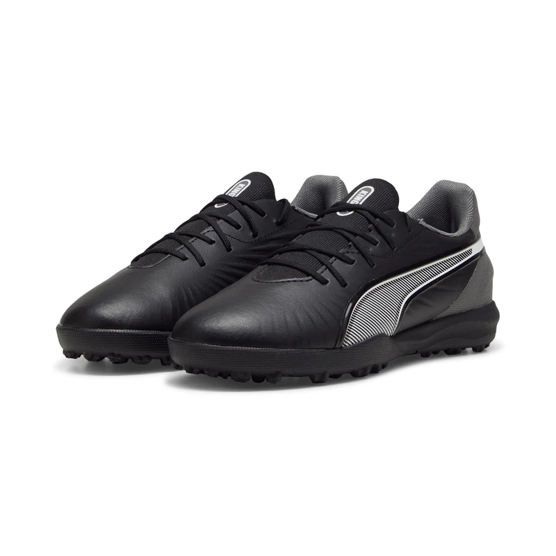 PUMA Unisex Youth King Match TT JR Soccer Shoe, PUMA Black-PUMA White-Cool Dark Gray, 13.5 UK Child