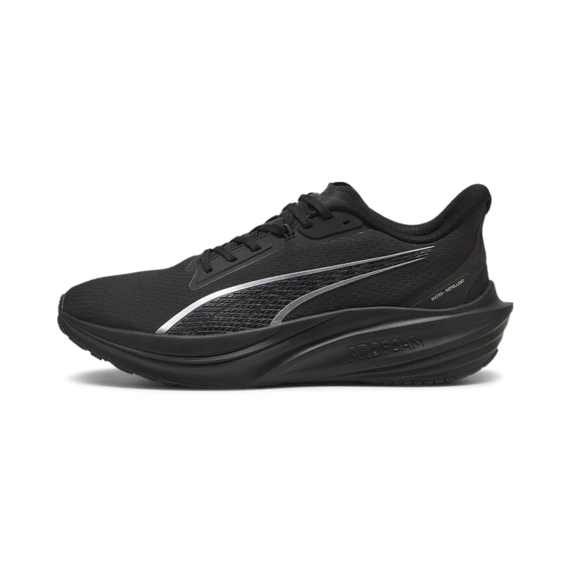 PUMA Unisex Darter PRO WTR Road Running Shoe, Black Silver, 4.5 UK