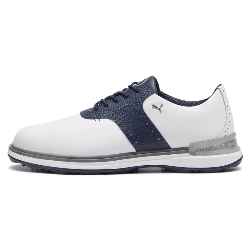 PUMA Men Avant Golf Shoe, PUMA White-DEEP Navy-Speed Blue, 13 UK