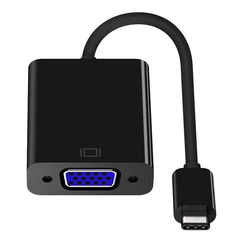 USB-C to VGA Adapter, USB 3.1 Type C Male to VGA Female Adapter Converter Monitor/Projector Cable, Compatible with Monitor Connector Laptop Tv Projector Mobile Phones HD. (Black)