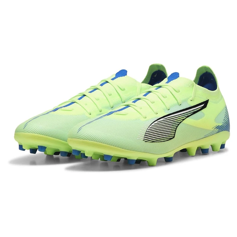 PUMA Unisex Ultra 5 Match Multi-Ground Football Boots, Fizzy Apple-PUMA White-Bluemazing, 4 UK