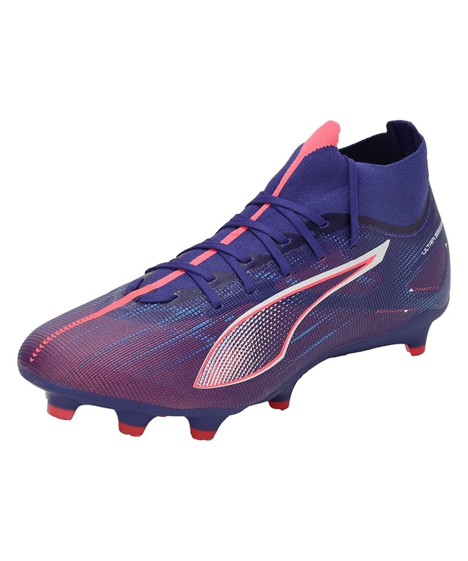 PUMA Unisex Adults Ultra 5 Match+ FG/AG Soccer Shoe, Lapis Lazuli-PUMA White-Sunset Glow, 10.5 UK