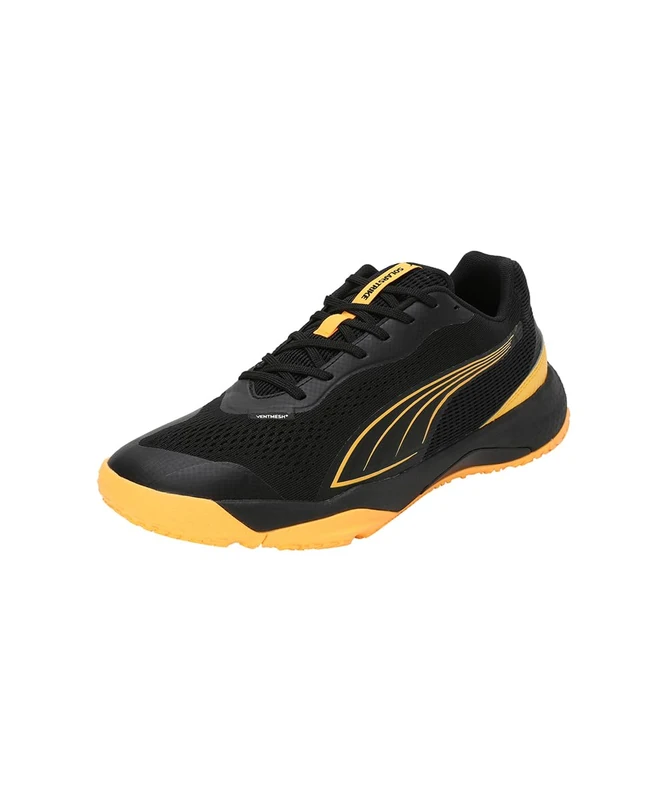 PUMA Unisex SOLARSTRIKE III Indoor Court Shoe, Black-Sun Stream White, 4 UK