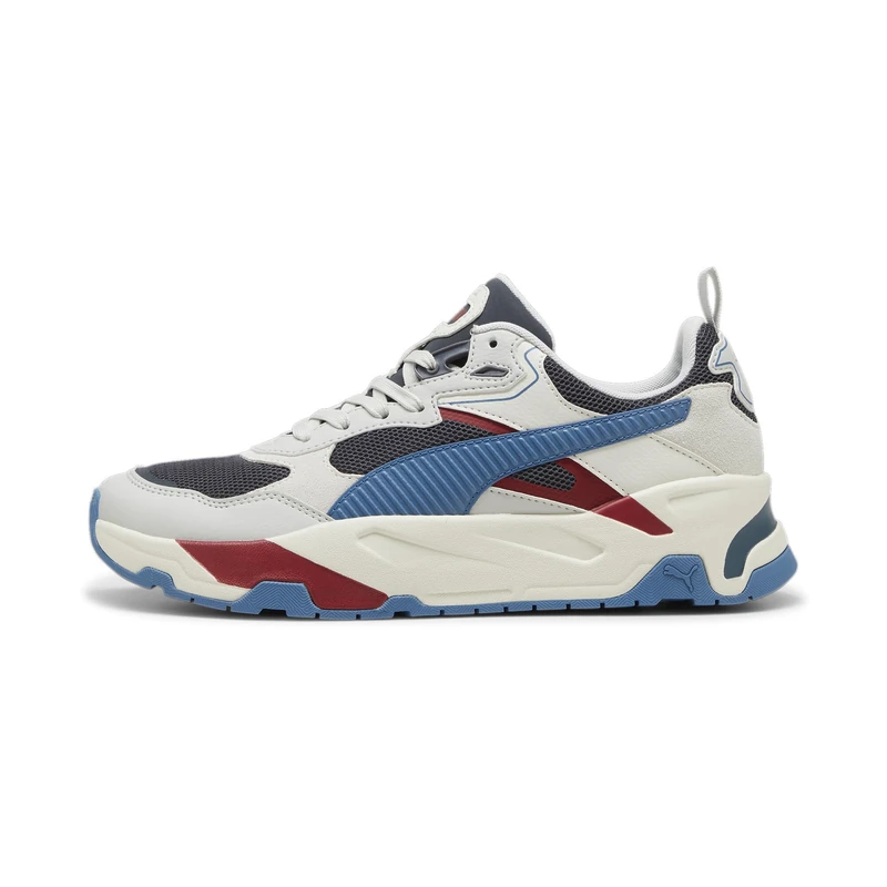 PUMA Men Trinity Sneaker, Blue Horizon-Strong Gray-Glacial Gray-Intense RED, 4 UK
