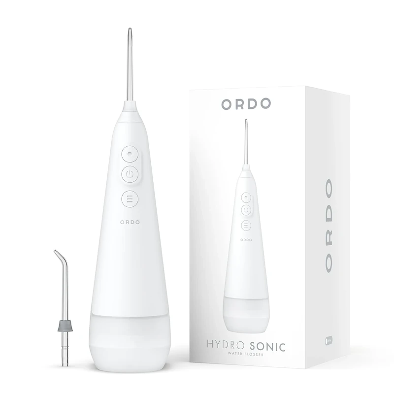 Ordo Water Flossers for Teeth, Cordless IPX7 Waterproof Oral Irrigator, 3 Pressure Settings, Portable, Rechargeable Electric Sonic Flosser, Dental Professional Recommended, White