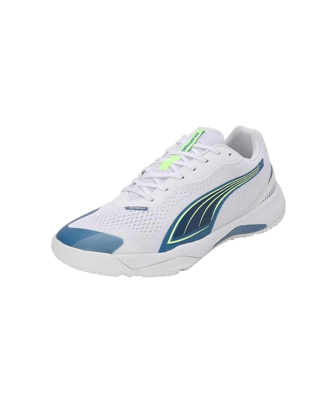 PUMA Unisex SOLARSTRIKE III Indoor Court Shoe, White-Blue Horizon, 5 UK