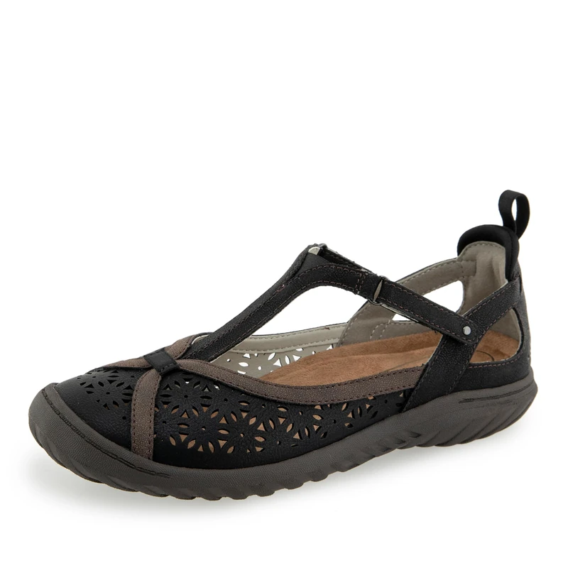 Jambu JBU Womens Daffodil Mary Jane Flats Casual - Black, Black Earth, 6 UK
