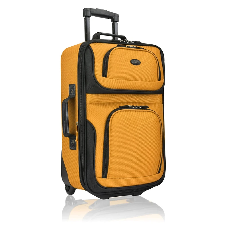 U.S. Traveler Rio Lightweight Carry-On Suitcase, Orange, 2 Wheel Single, Lightweight Rolling 20" Carry on Luggage Softside Suitcase