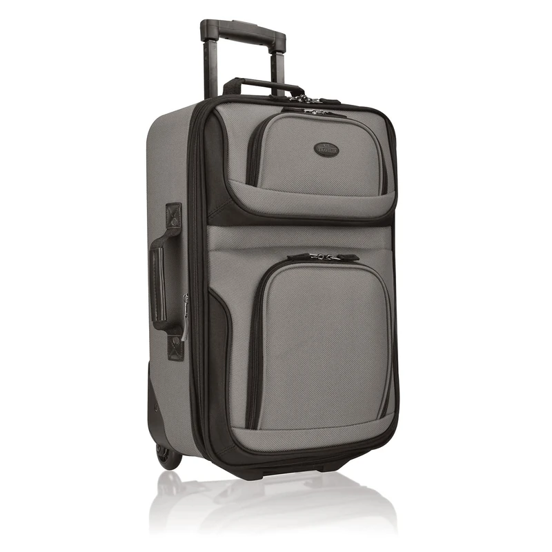 U.S. Traveler Rio Rugged Fabric Expandable Carry-on Luggage Set, Grey, Single, Rio Lightweight Carry-on Suitcase 20" Softside Expandable Design, Durable, Business and Travel