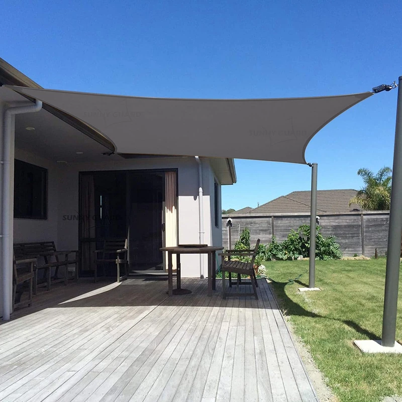 SUNNY GUARD Sun Shade Sail Canopy, 16' x 16' Charcoal Rectangle Shade Sail Canopy, UV Block for Garden Yard Patio Deck (Customizable)