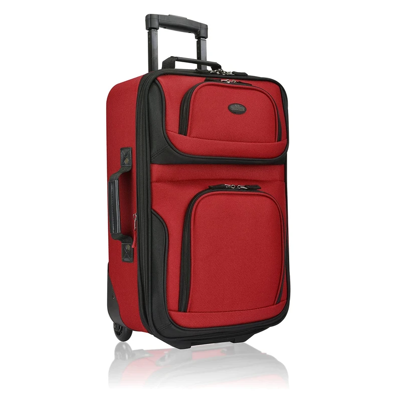 U.S. Traveler Rio Rugged Fabric Expandable Carry-on Luggage Set, Red, Single, Lightweight Softside Suitcase, Rolling 20" Carry on Luggage