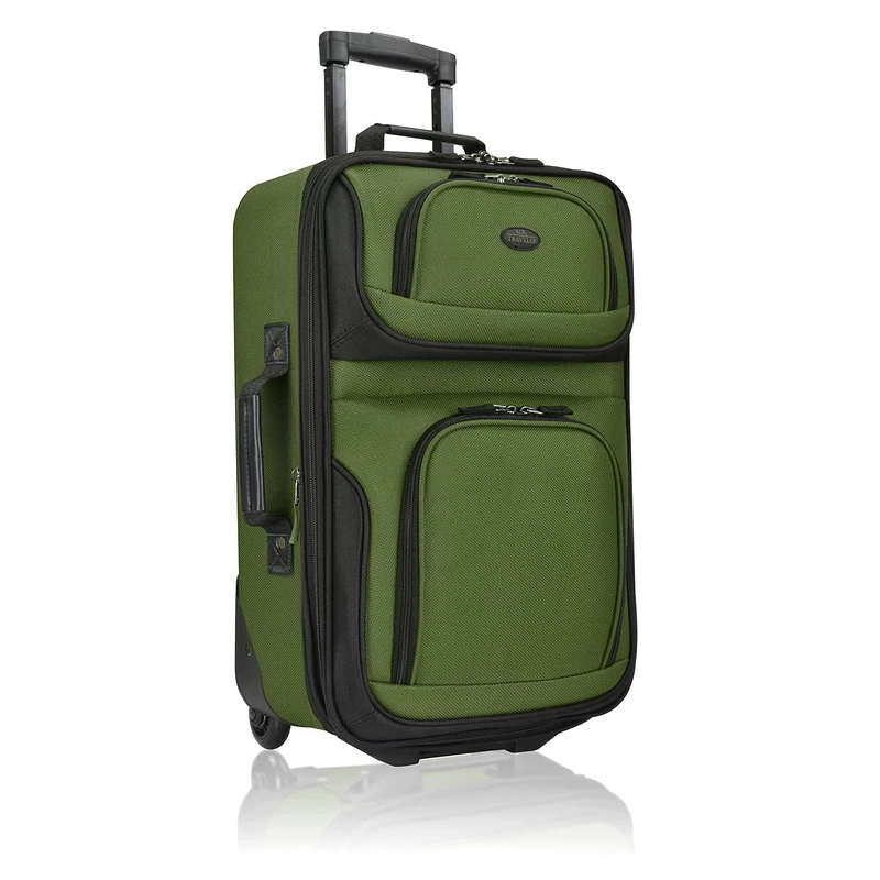 U.S. Traveler Rio Rugged Fabric Expandable Carry-on Luggage Set, Green, 2 Wheel, Single