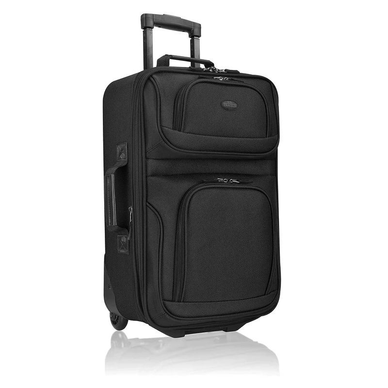 U.S. Traveler Rio Rugged Fabric Expandable Carry-on Luggage Set, Black, 2 Wheel, Single