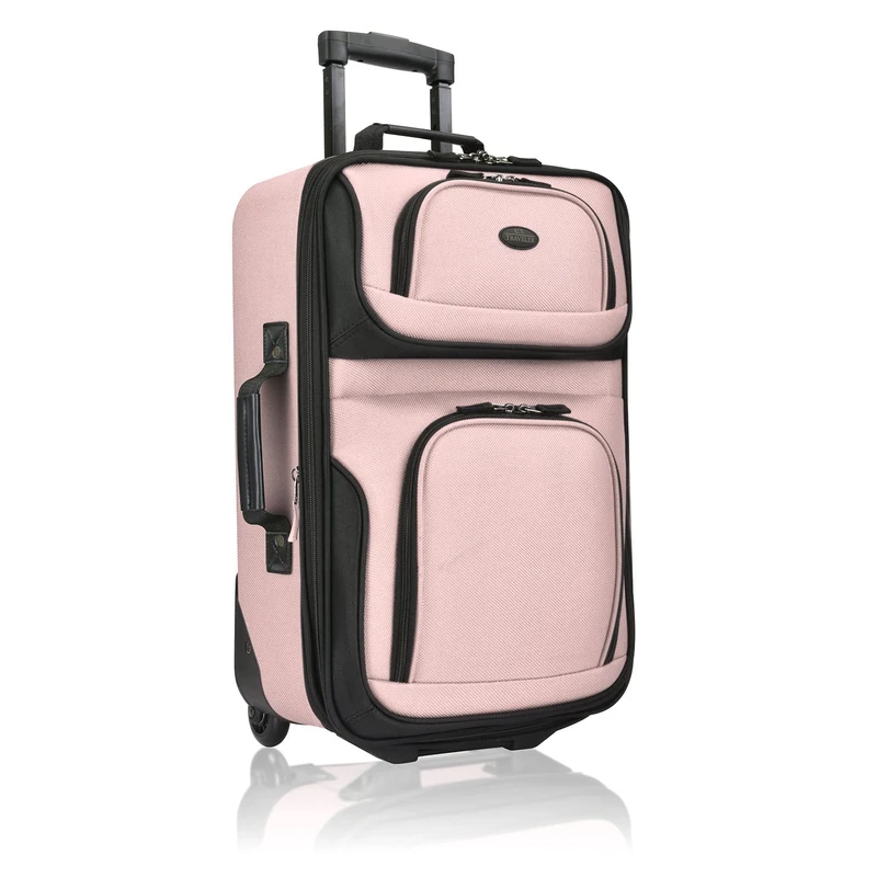 U.S. Traveler Rio Rugged Fabric Expandable Carry-on Luggage Set, Pink, 2 Wheel, Single