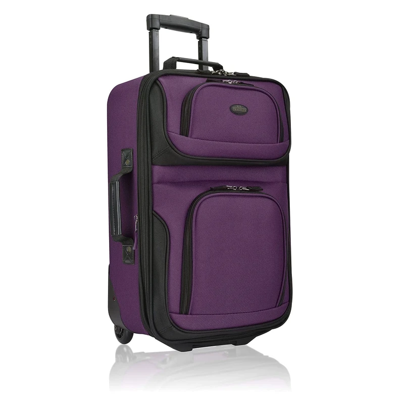 U.S. Traveler Lightweight Rolling 20" Carry on Luggage Softside Suitcase, Purple, 2 Wheel - 1 Piece, Lightweight Rolling 20" Carry on Luggage Softside Suitcase