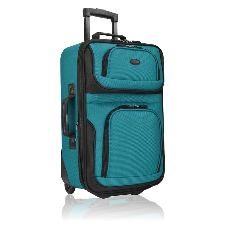 U.S. Traveler Rio Lightweight Carry-On Suitcase, Teal, 2 Wheel Single, Lightweight Rolling 20" Carry on Luggage Softside Suitcase - Image 1