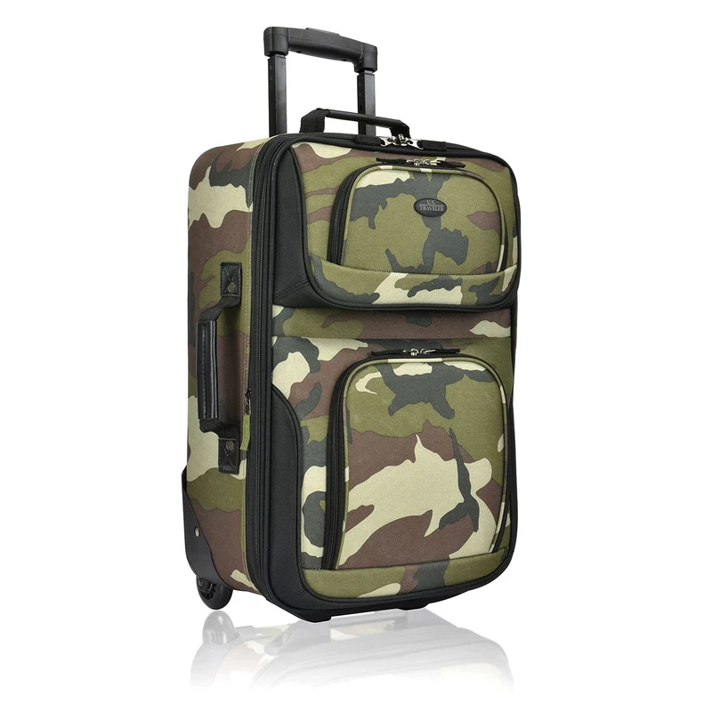 U.S. Traveler Lightweight Rolling 20" Carry on Luggage Softside Suitcase, Camouflage, 2 Wheel - 1 Piece, Lightweight Rolling 20" Carry on Luggage Softside Suitcase
