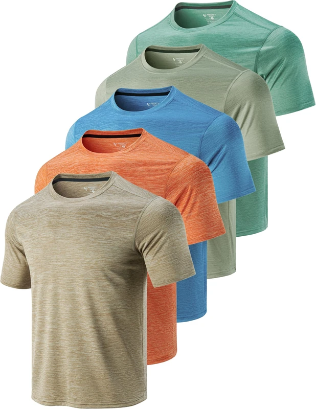 Liberty Imports Athletic Crew Neck Short Sleeve T Shirts Knit Men, Khaki/Sage/Orange/Heritage Blue/Mineral Blue, XL