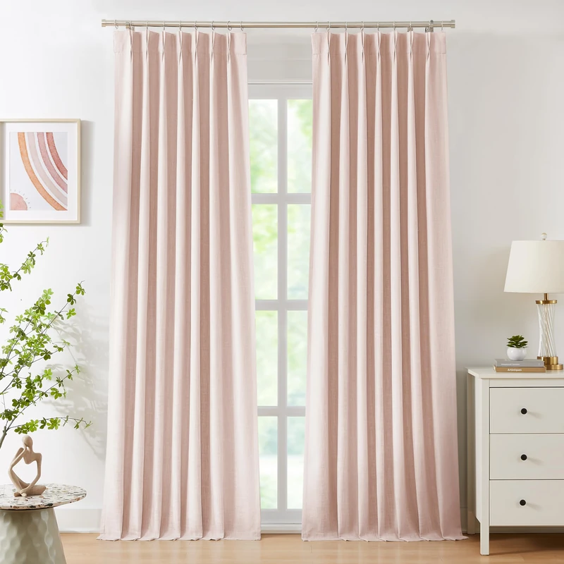 WEST LAKE 108 Inches Long Pink Bailey Pinch Pleated Blackout Curtains