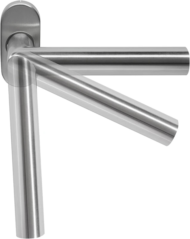 Hörmann PetHandle 5071681 Door Handle Protective Handle (DIN Left, Stainless Steel, with Oval Rosette, Safety Handle, Door Fitting)