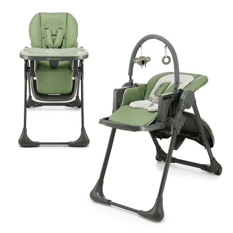 Kinderkraft Tummie 2-in-1 High Chair and Bouncer - Green