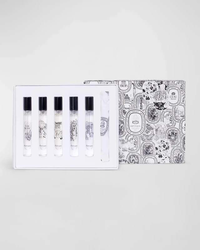Diptyque Discovery Mini Set by Diptyque for Unisex - 5 Pc Set 0.25oz Do Son, 0.25oz Eau des Sens, 0.25oz Philosykos, 0.25oz LOmbre dans lEau, 0.25oz Eau Rose