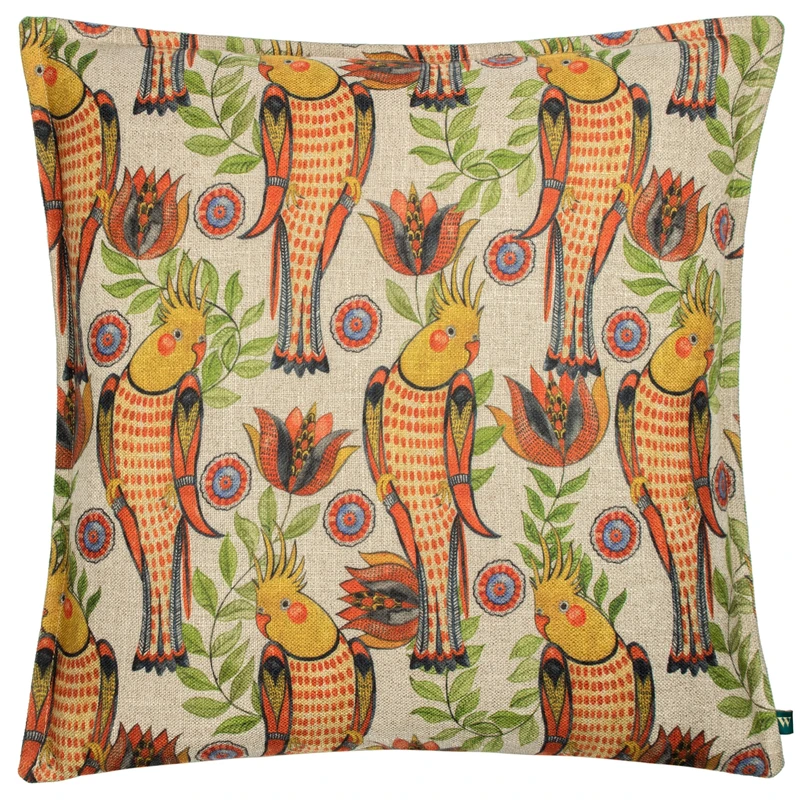 furn. Wylder Tropics Akamba Cockatiels Tropical Feather Filled Cushion
