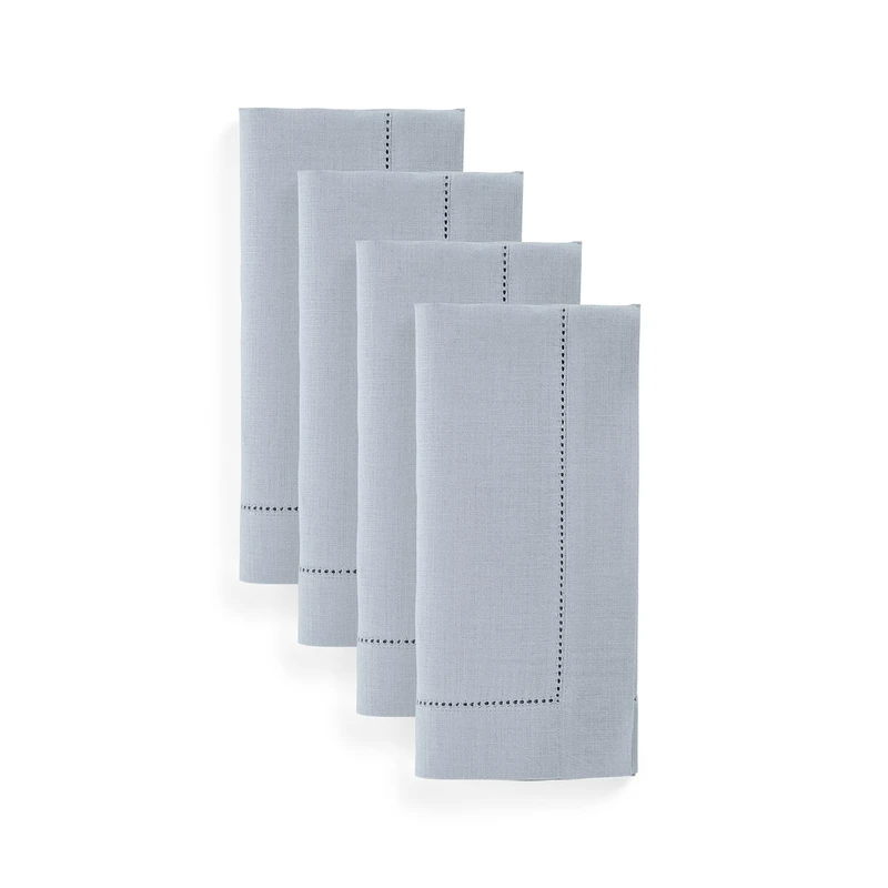 Solino Home 100% Pure Linen Dinner Napkins Dusty Blue, 20 x 20 in, Set of 4