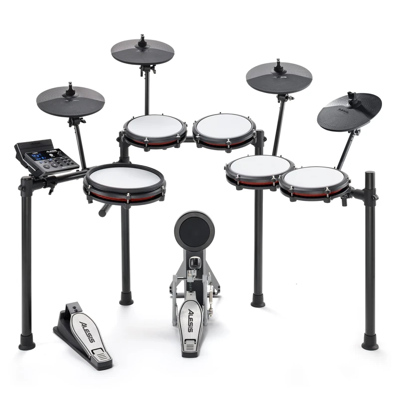 Alesis Nitro Max Kit 10 Piece Electric Drum Kit with Quiet Mesh Pads, 10" Dual Zone Snare, Bluetooth, 440+ Sounds, Drumeo, USB MIDI, Kick Pedal
