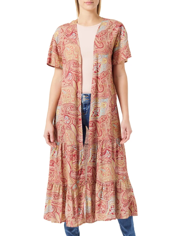 usha FESTIVAL Women's Kimono, Bordeaux Multicoloured, S - Image 1