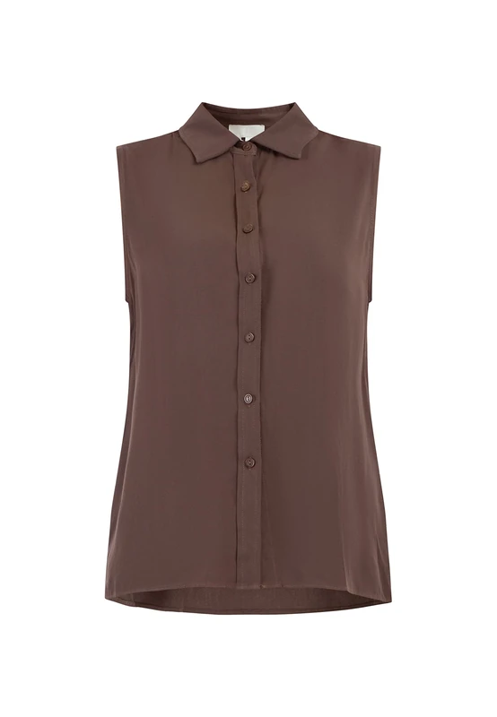 RISA Women's Blouse top, Dark Brown, Large