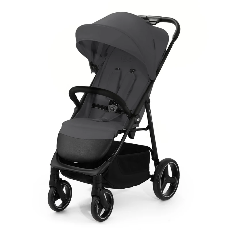 Kinderkraft Trig 3 Lightweight Stroller, Baby Pushchair, Easy Folding with One Hand, All Wheels Suspension, Ajustable Hood 5-Point Safety Harness, from Birth up to 25kg, Gray
