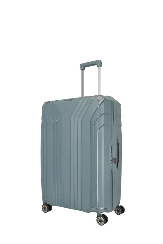 travelite 4-wheel hard shell suitcase large with recycled lining, ELVAA: Stylish trolley with protective corners + TSA lock, 76 cm, 102 liters