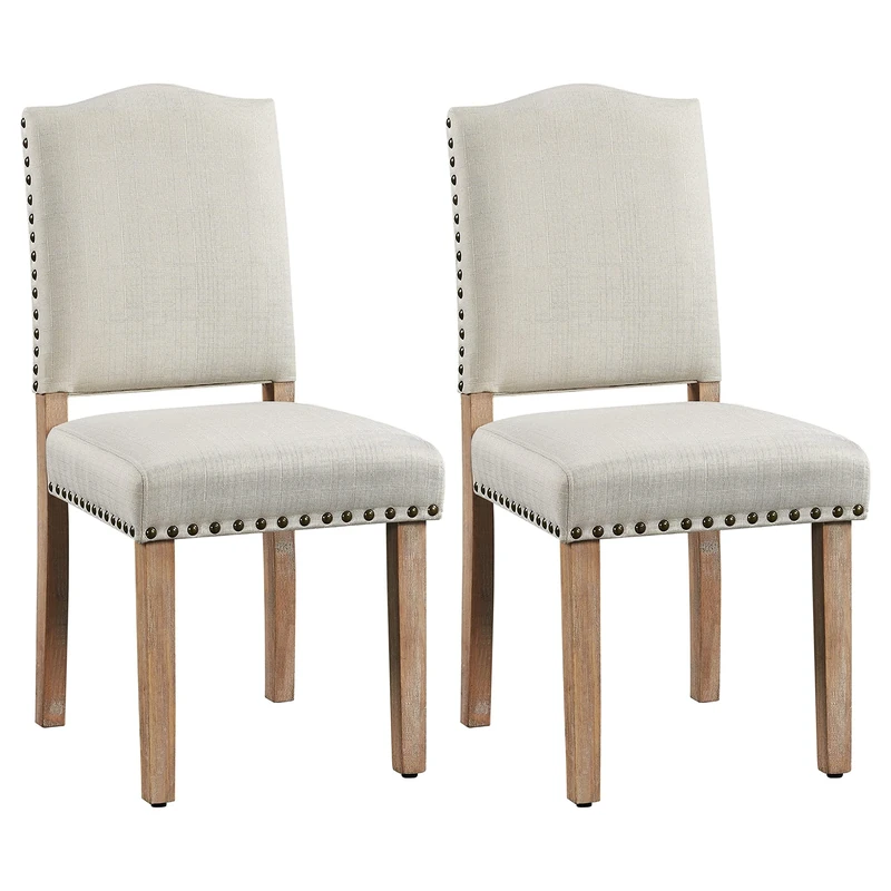 Yaheetech Dining Chairs Set of 2 Modern Kitchen Dining Room Chairs with Nailhead Trim and Upholstered Seat for Home, Kitchen, Beige
