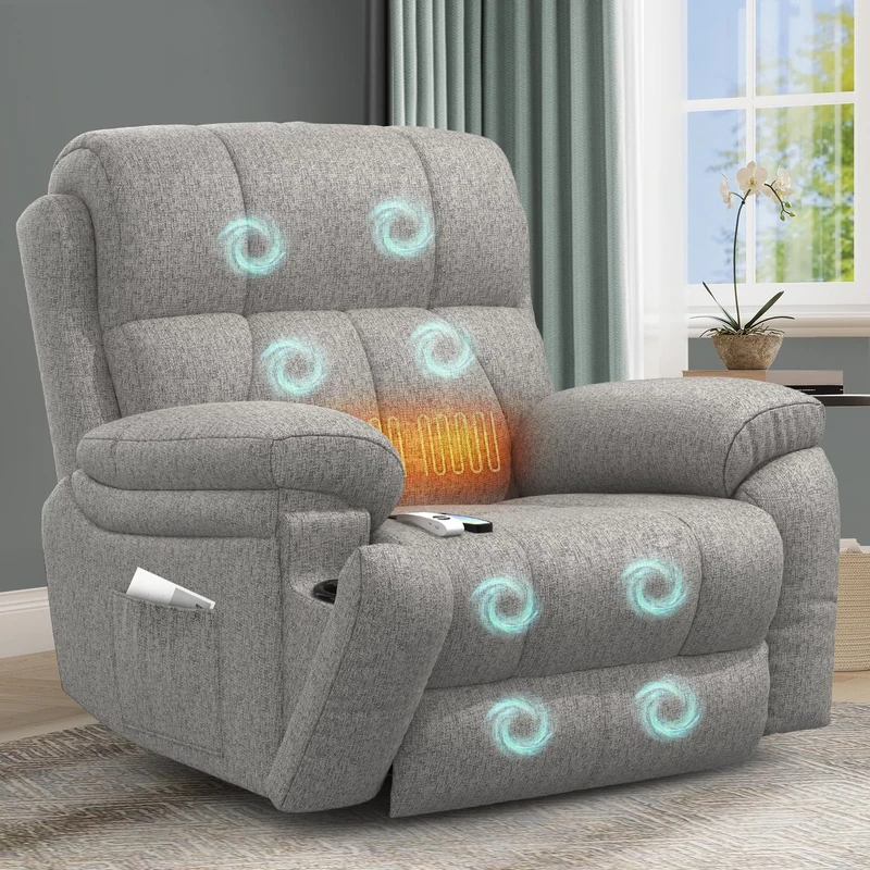 YONISEE Lift Chair Recliners for Elderly, Recliner Chair with Massage & Heat, Extended Footrest, Oversized Recliners Armchair Lounge Sofa with Type C+USB Ports, Hidden Drink Holders, Dual Side Pockets