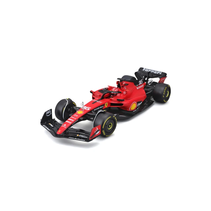 Bburago Formula 1 FERRARI SF-23 LECLERC with HELMET 2023-1:18 Scale - Incredibly Detailed Die-Cast Replica Collectible F1 Race Car