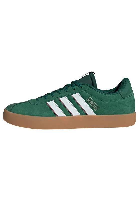 adidas Men's VL Court 3.0 Shoes, Dark Green/Cloud White/Burgundy, 9 UK