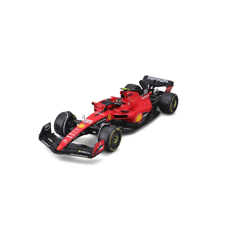 May Cheong Bburago FERRARI SF-23 Formual 1 Race Car -Sainz with Helmet - 1:18 Scale - Incredibly Detailed Die-Cast Replica F1 Car